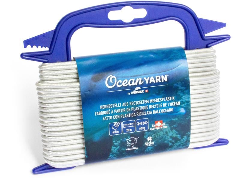 Meister Seil OceanYarn Ø 4 mm, 20 m, 60 kg, Weiss, elastisc Elastisches Gummi-Spannseil aus recyceltem Kunststoff