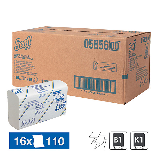 Essuie-mains en M Scott Slimfold, 16 paquets de 110