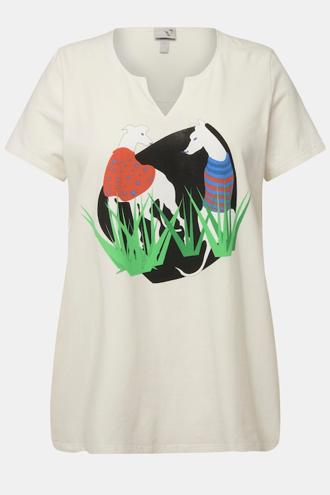 T-Shirt, Wildhund, A-Linie, Tunika-Ausschnitt, Halbarm