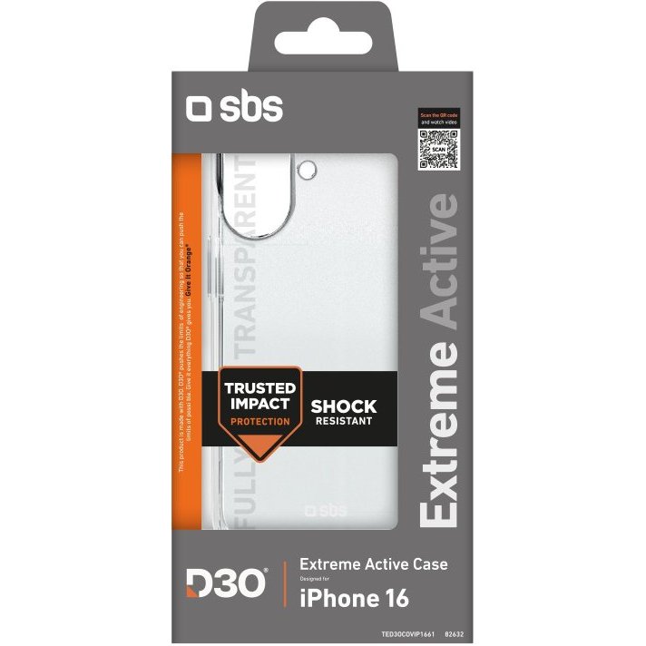 SBS Coque smartphone D3O ultra-résistante pour iPhone 16