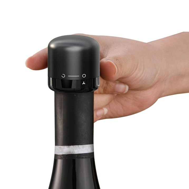 Wein Flaschenverschluss Wiederverwendbarer Deckel Stopper Flaschen Verriegelung für Weinflaschen - Schwarz