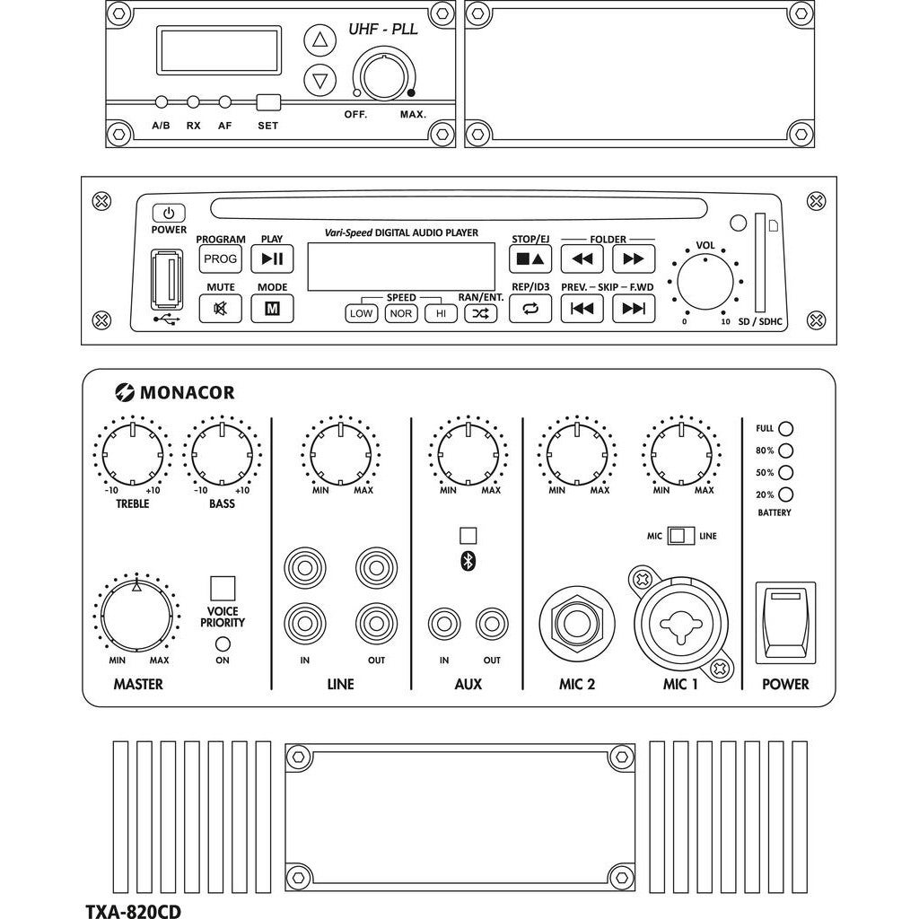 Monacor TXA-820CD mobiel luidsprekersysteem met CD- & mediaspeler
