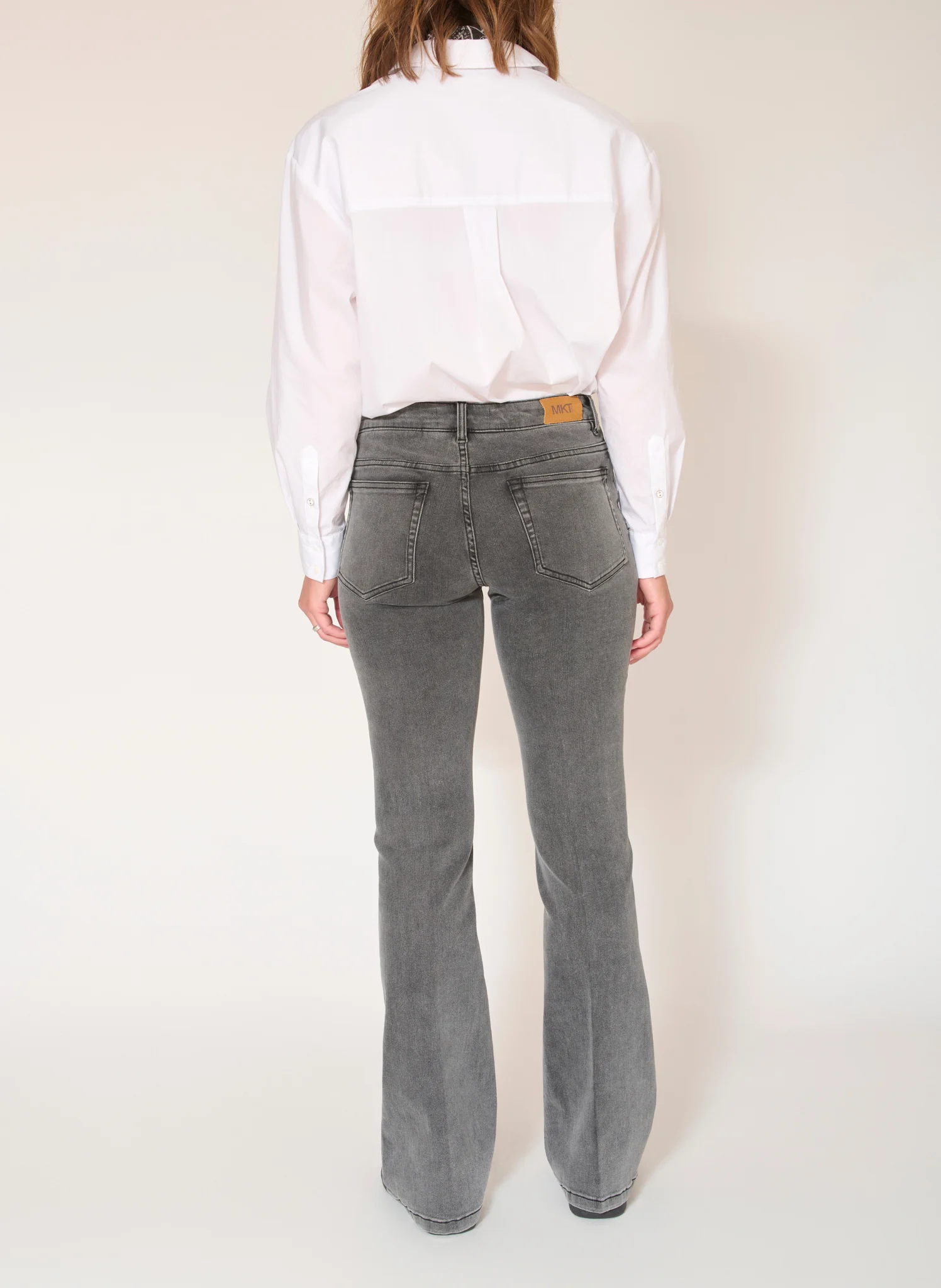 THE HARLEY POWER - Jean flare en coton mélangé| Gris