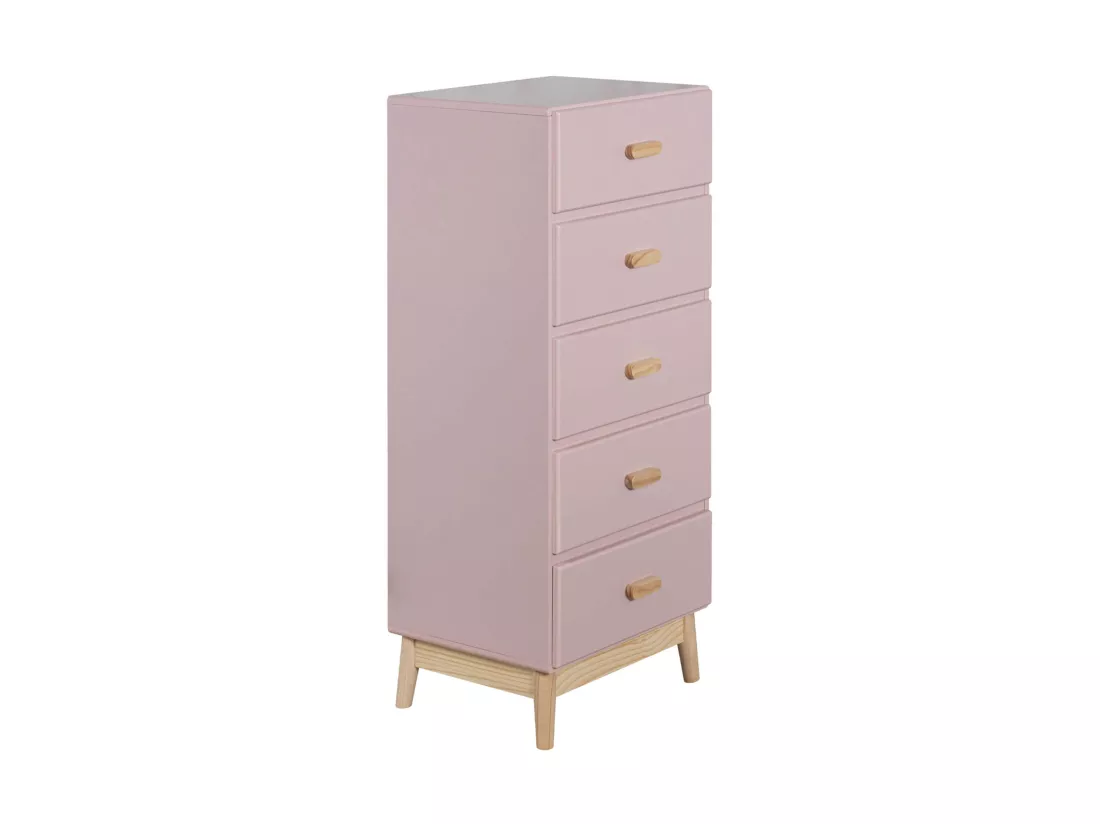 Commode Mobili Rebecca Orchidea 115x50x40 MDF Pin Rose Marron Scandinave À Monter
