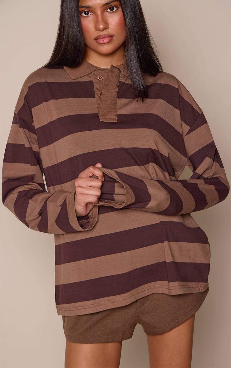 Marron T-shirt Polo À Rayures