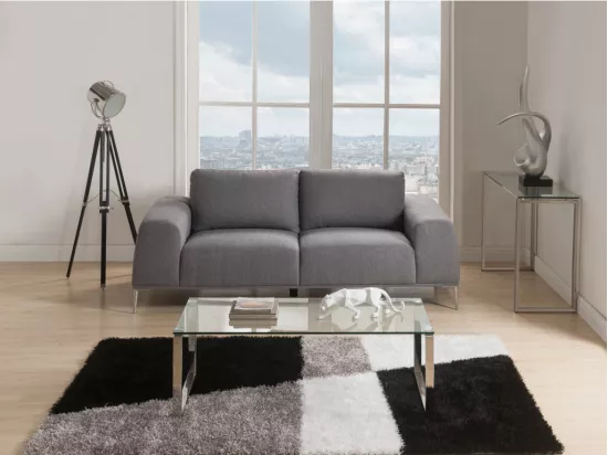 Table basse FREYA - Verre trempé & métal chromé