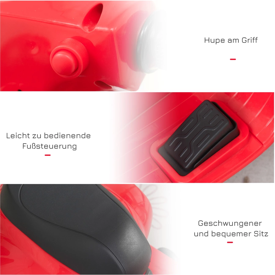 HOMCOM Elektrisches Kindermofa im Vespa Stil rot