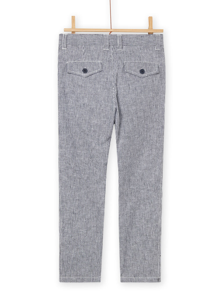 Pantalon en lin à imprimé rayures