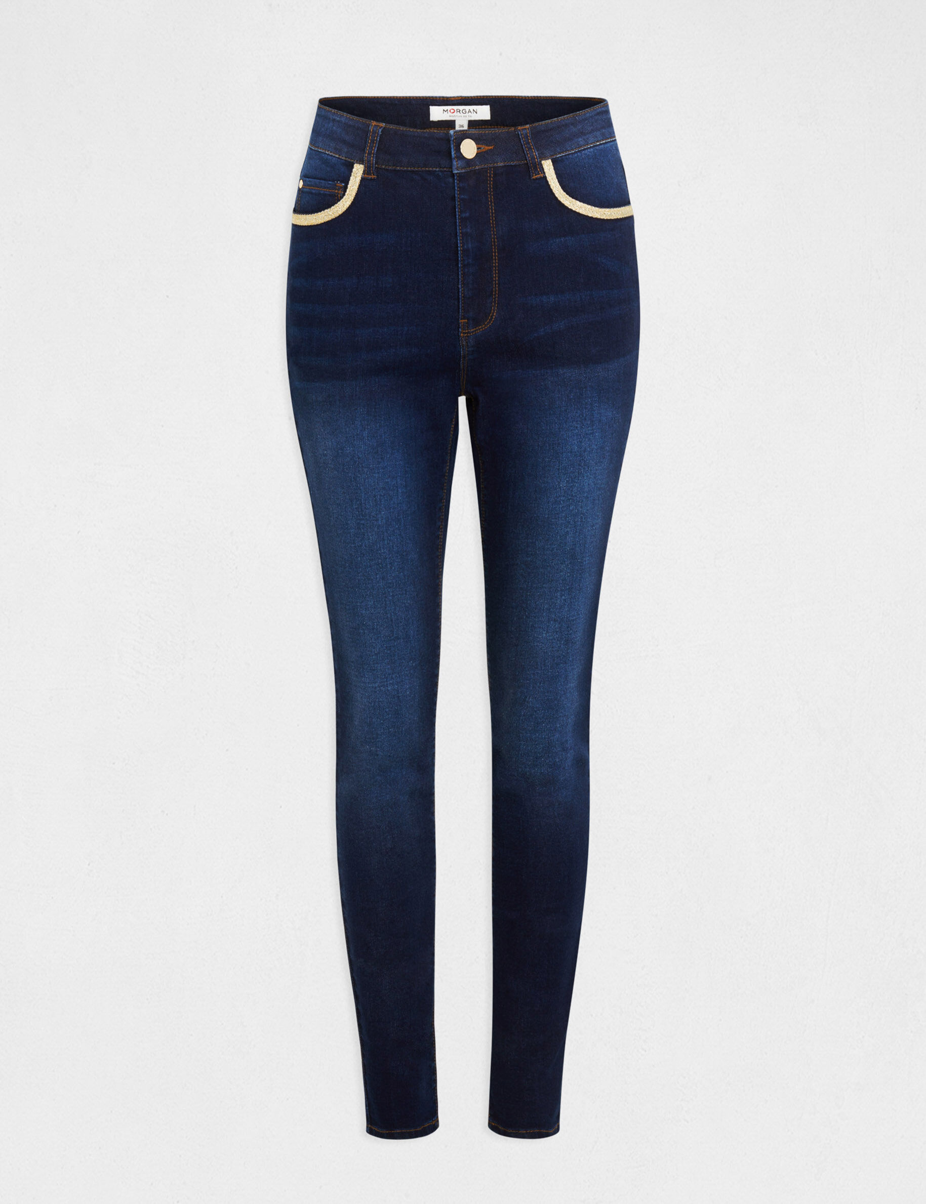 Jeans skinny à bandes métallisées jean brut femme - jean_brut
