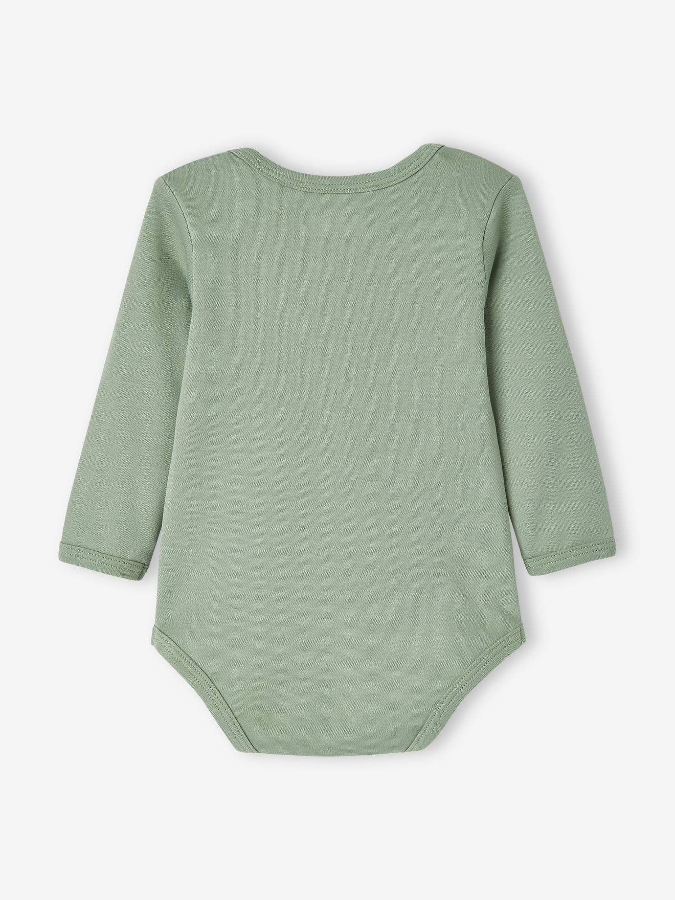 Conjunto de 5 bodies de manga comprida para bebês com cavas americanas, verde escuro bicolor/multicolorido