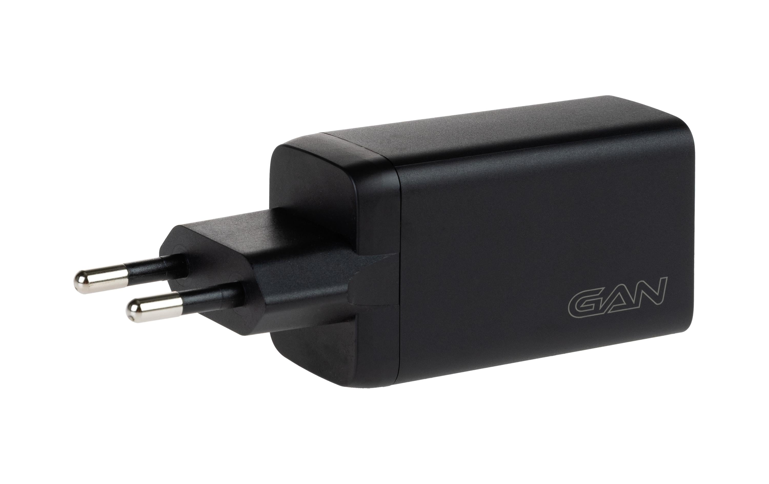 USB-Wandladegerät Trial QC4+ 65 W GaN SchwarzLadeadapter mit zwei USB-C-Ports und einem USB-A-Port