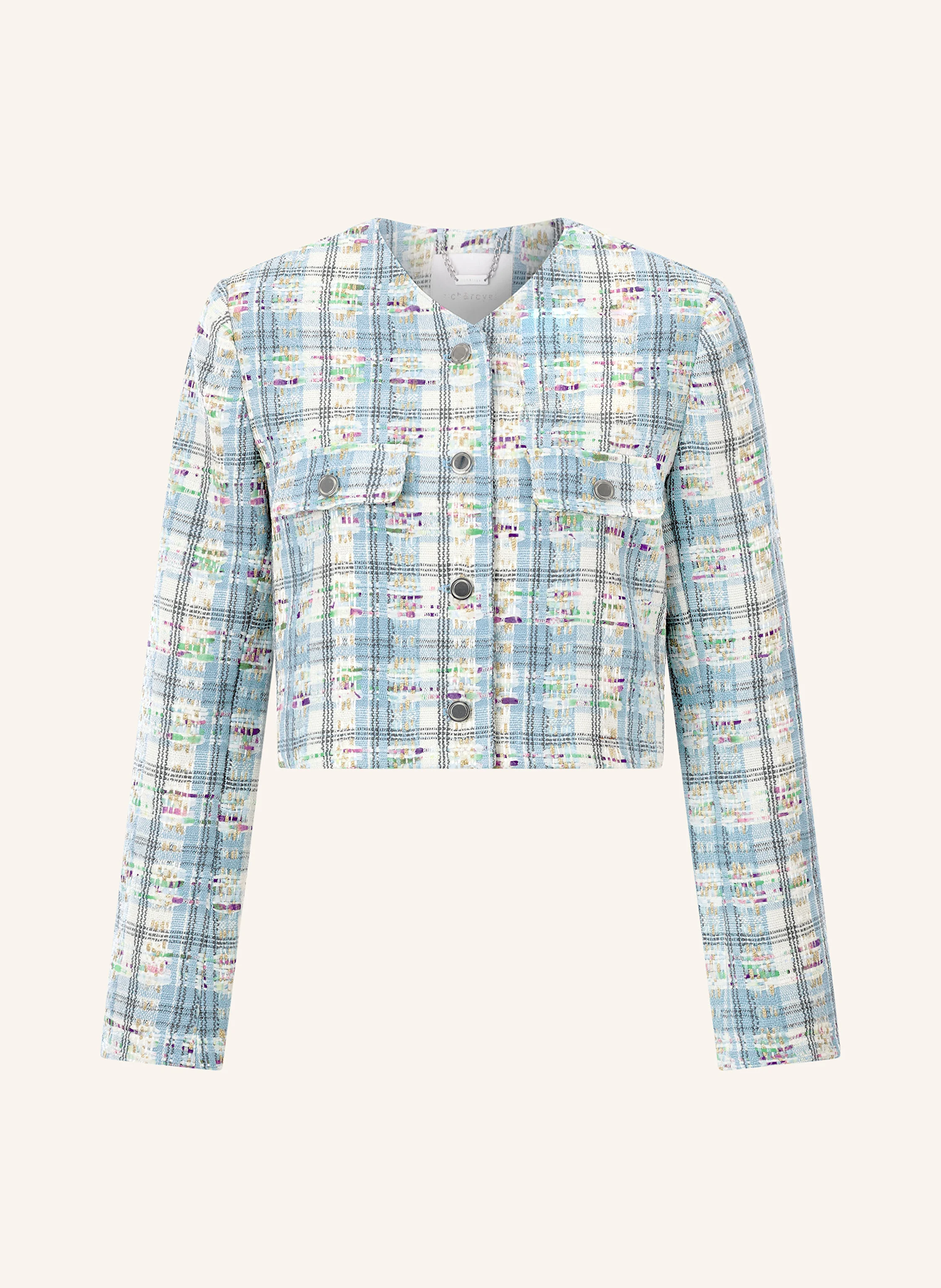 Rich & Royal Cropped-Jacke aus Bouclé mit Glitzergarn