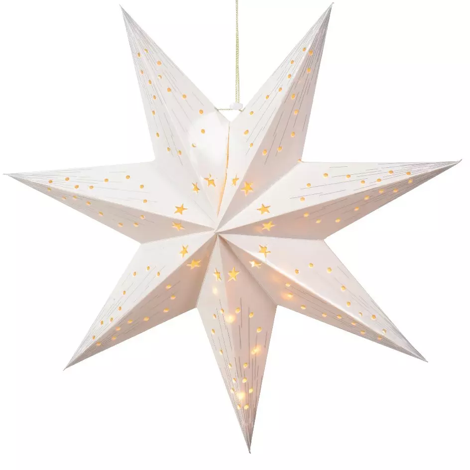 Étoile lumineuse à piles Origami (H40 cm) Oria Blanc et blanc chaud