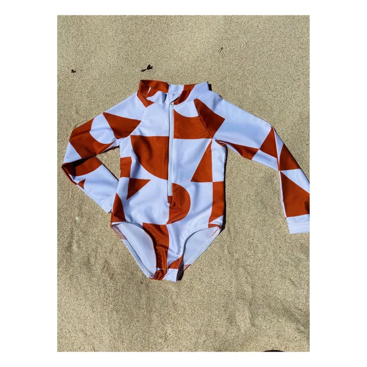 Juillet Juillet Maillot de Bain Anti-UV Matière Recyclée Géométrique | Terracotta