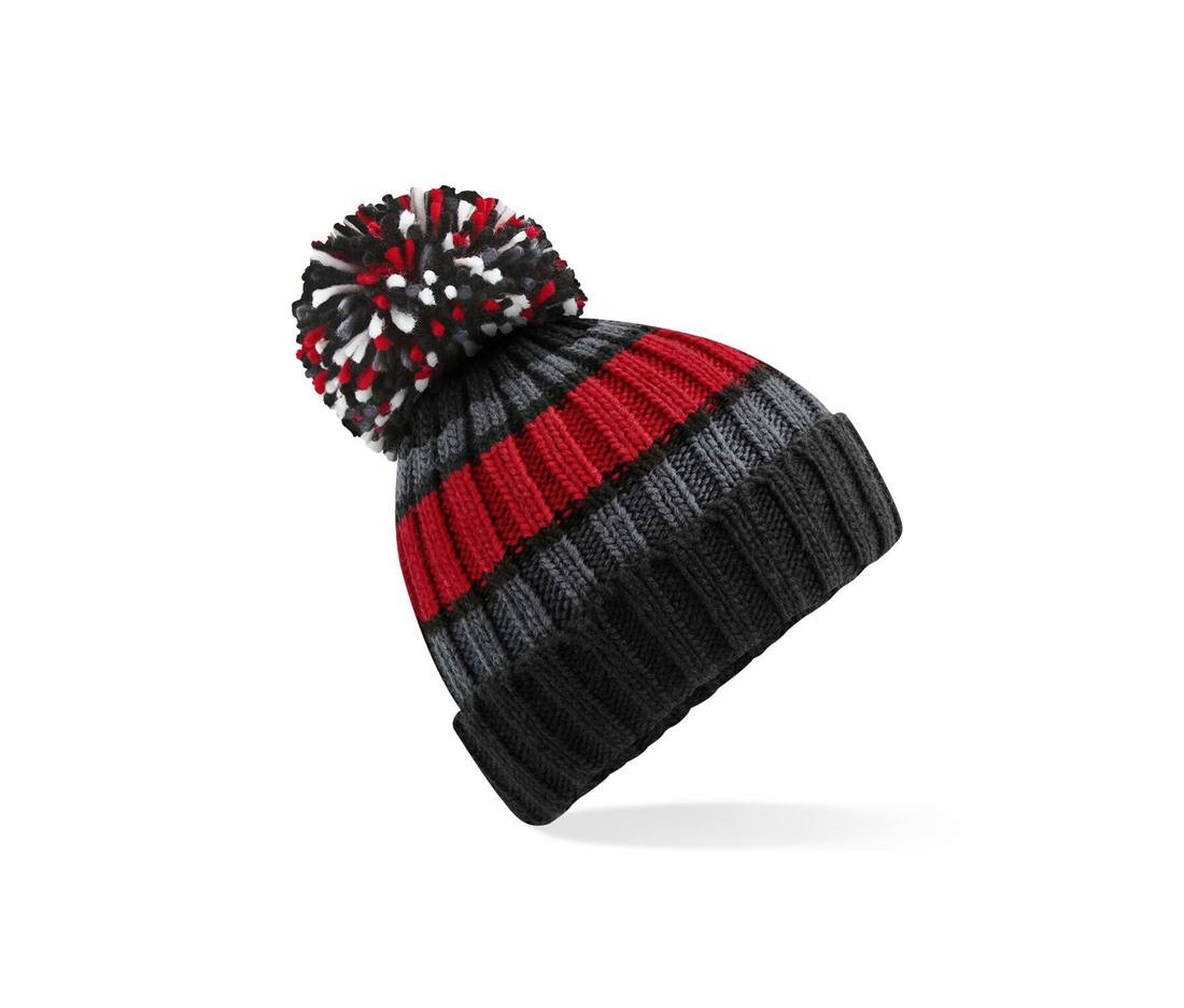 BEECHFIELD BF392 - Bonnet rayé avec pompon
