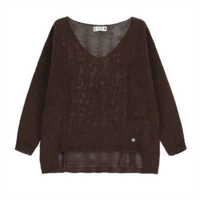 Pull femme Maille Unie Col V Asymetrique PLEASE