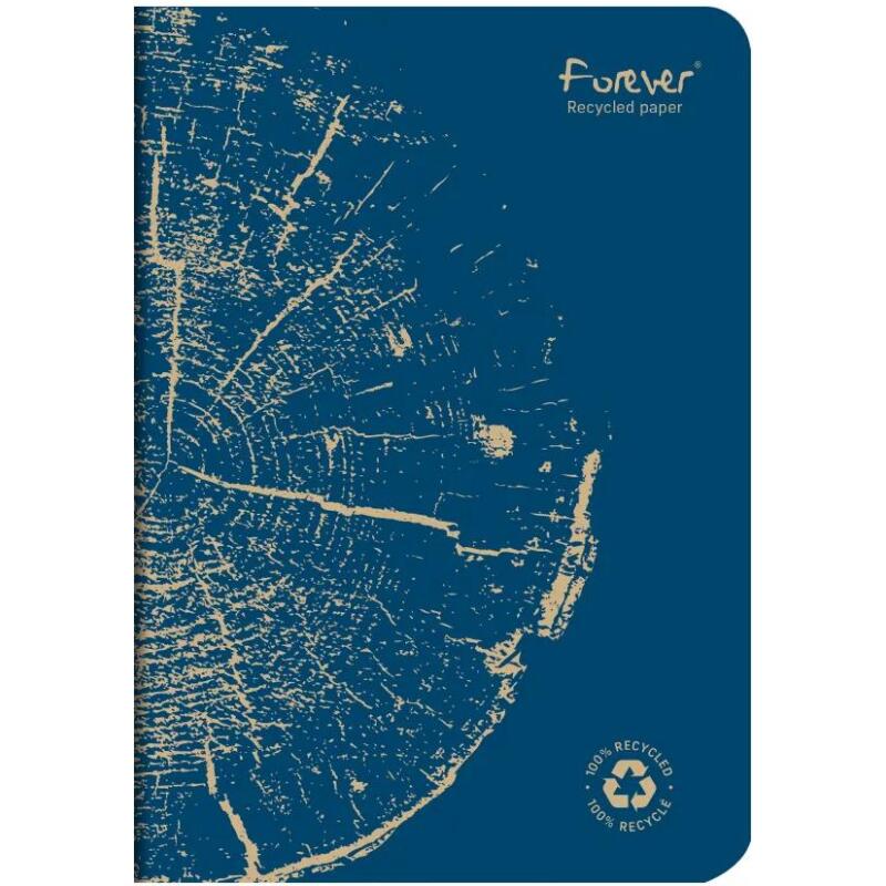 Carnet piqué FOREVER PREMIUM 100% recyclé A5 96 pages petits carreaux papier recyclé blanc 90 g - Assortis