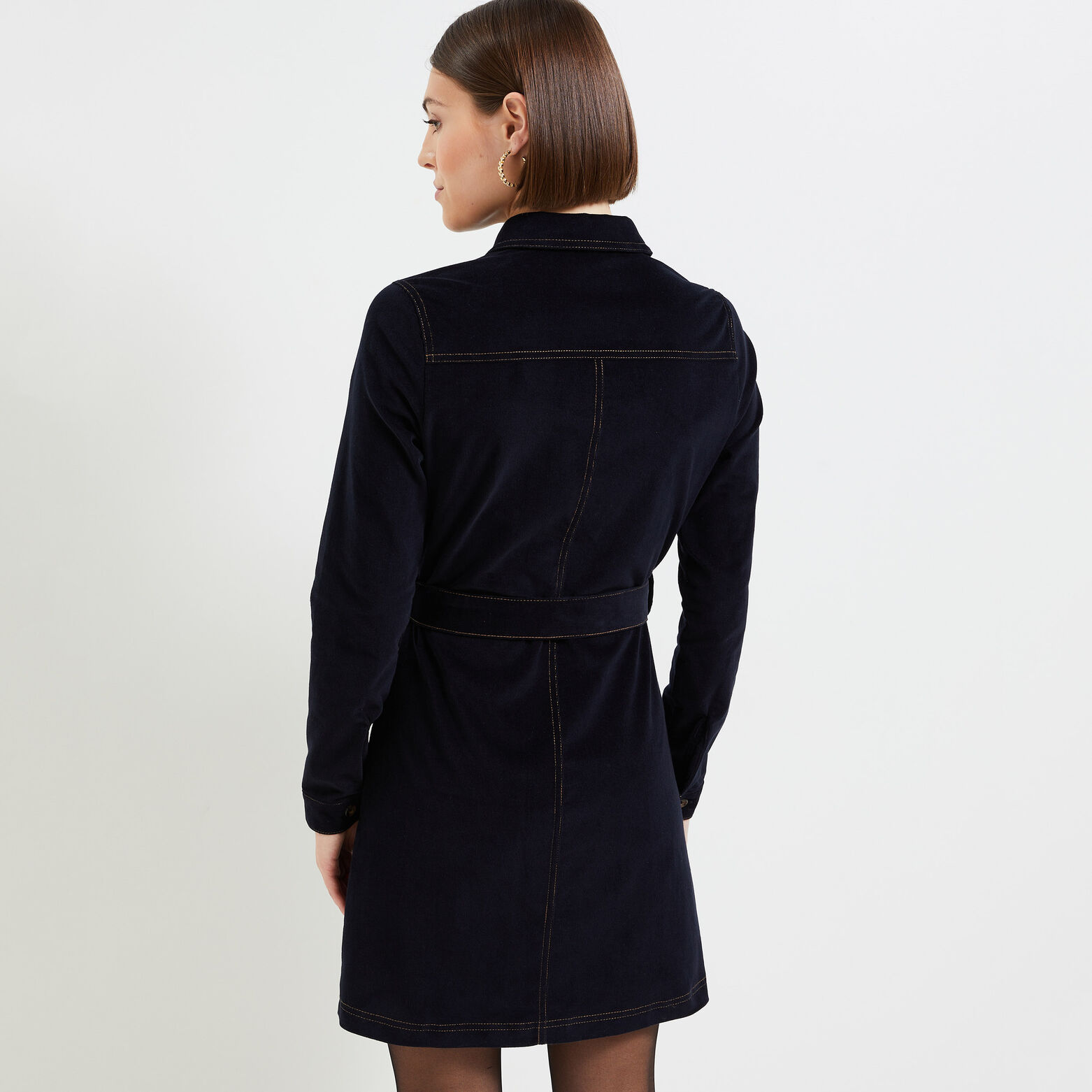 Robe velours zippée femme