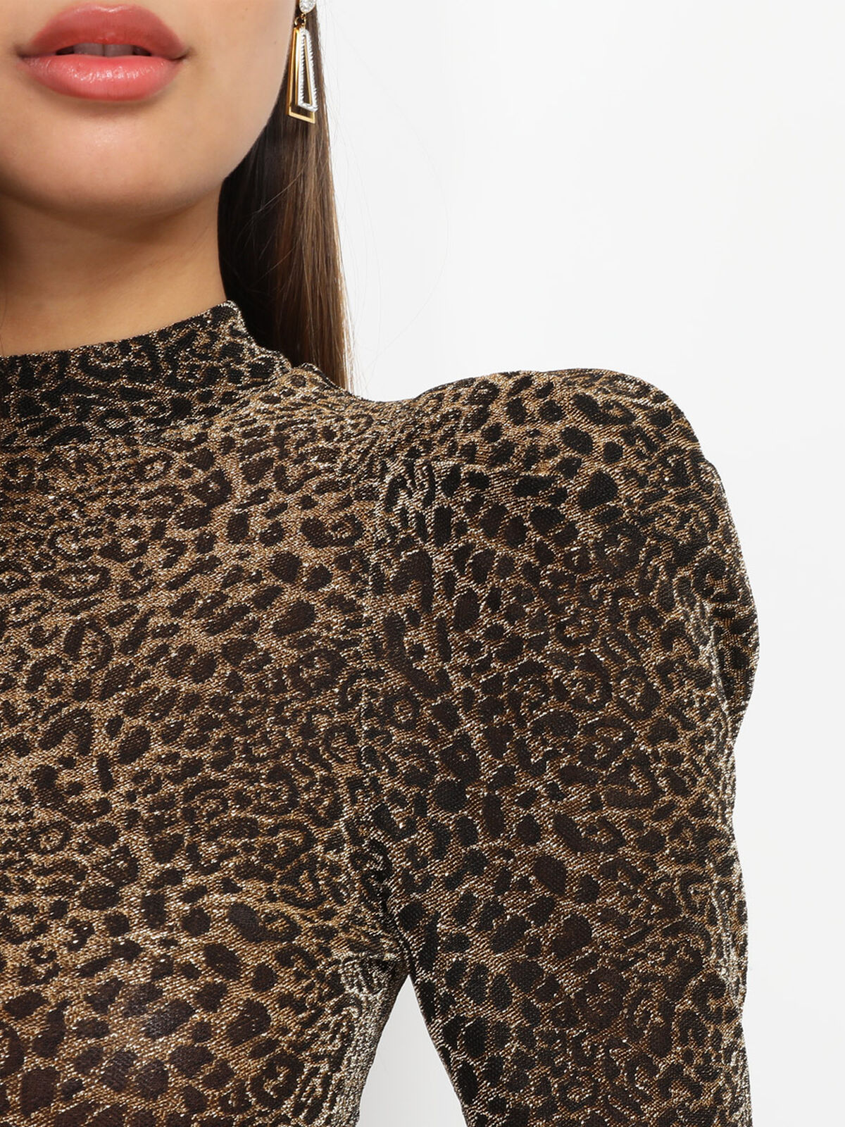 Top à motifs et paillettes- Doré