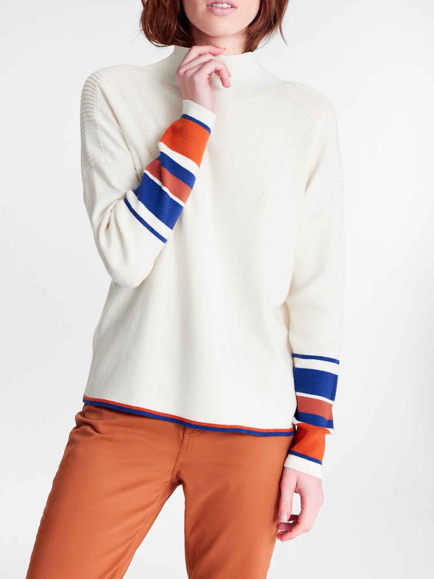 Pull Femme Col Montant Blanc