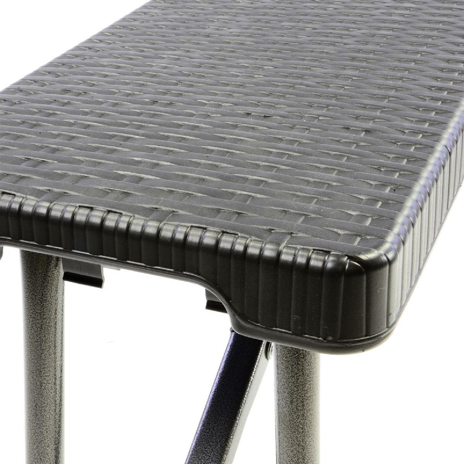 VCM Partybank 2er Set Klappbank Rattan-Optik 180 x 25 cm schwarz Bierbank bis 200 kg