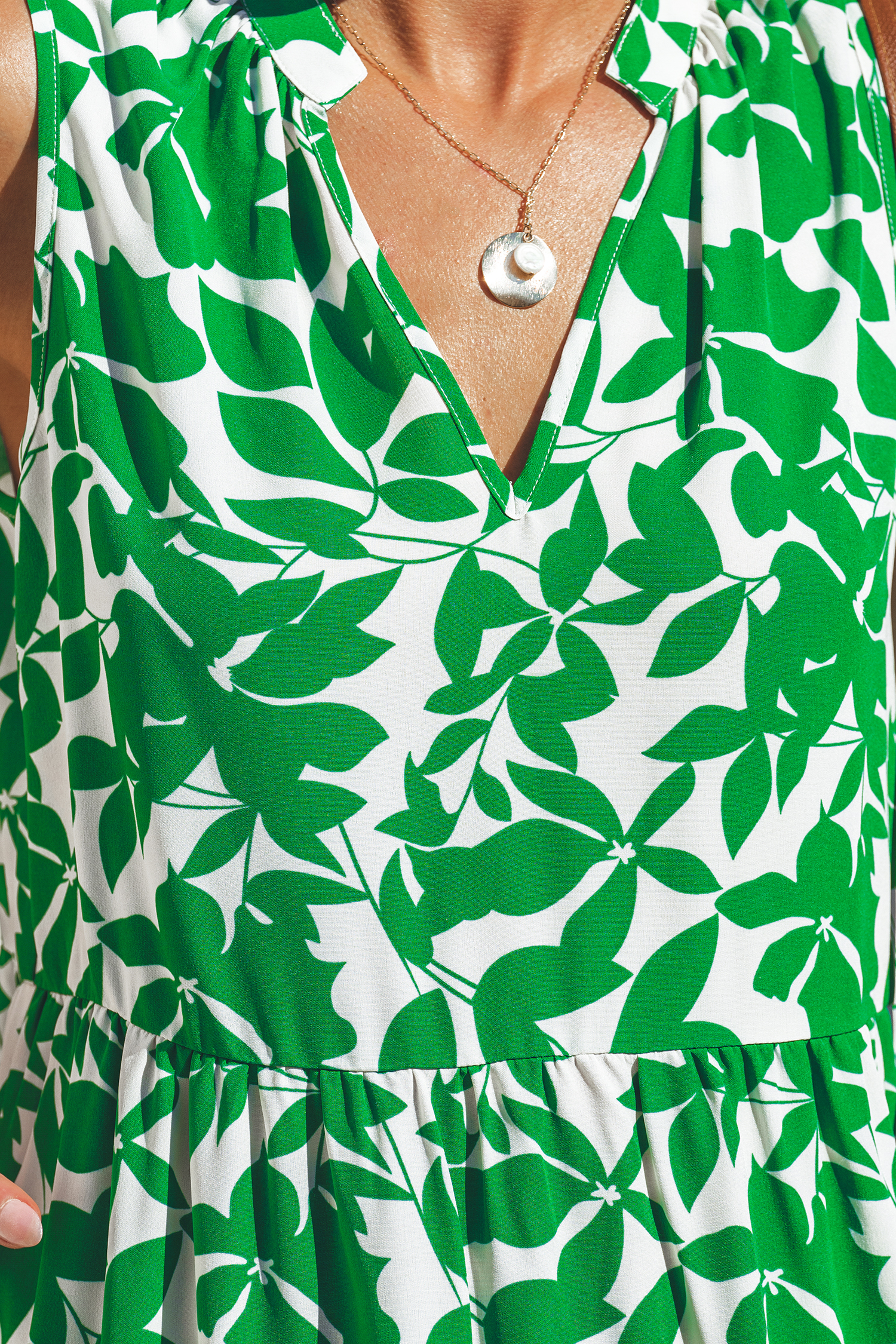 Robe mini trapèze sans manches verte