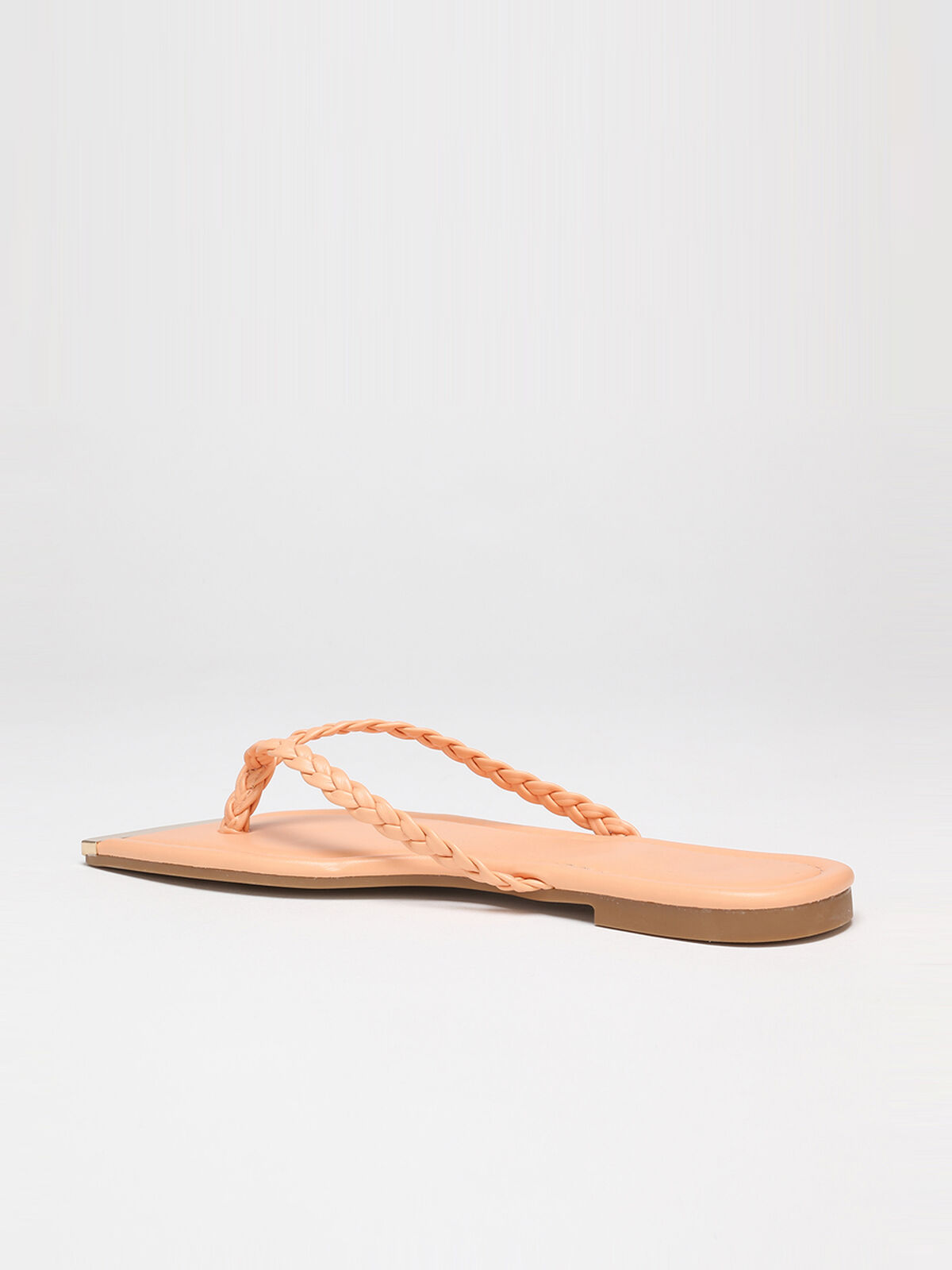 Tongs à bout carré avec détail- orange