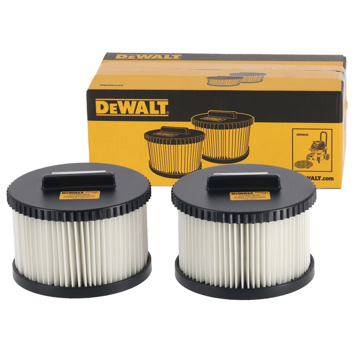 DeWALT DWV9345 Vervangfilter voor H-klasse stofzuigers (DWV905H) VE=2