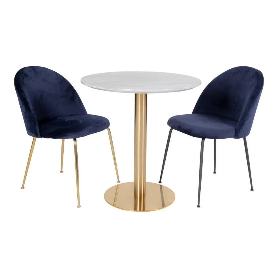 Eettafel Wit Ø110cm - Gouden Onderstel - Bolzano