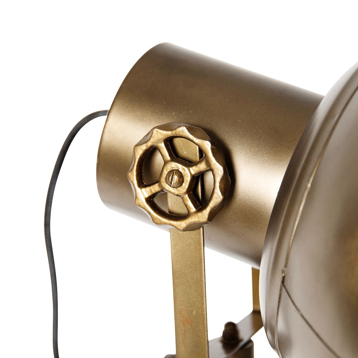 Industriële tripod vloerlamp brons met hout - Mangoes