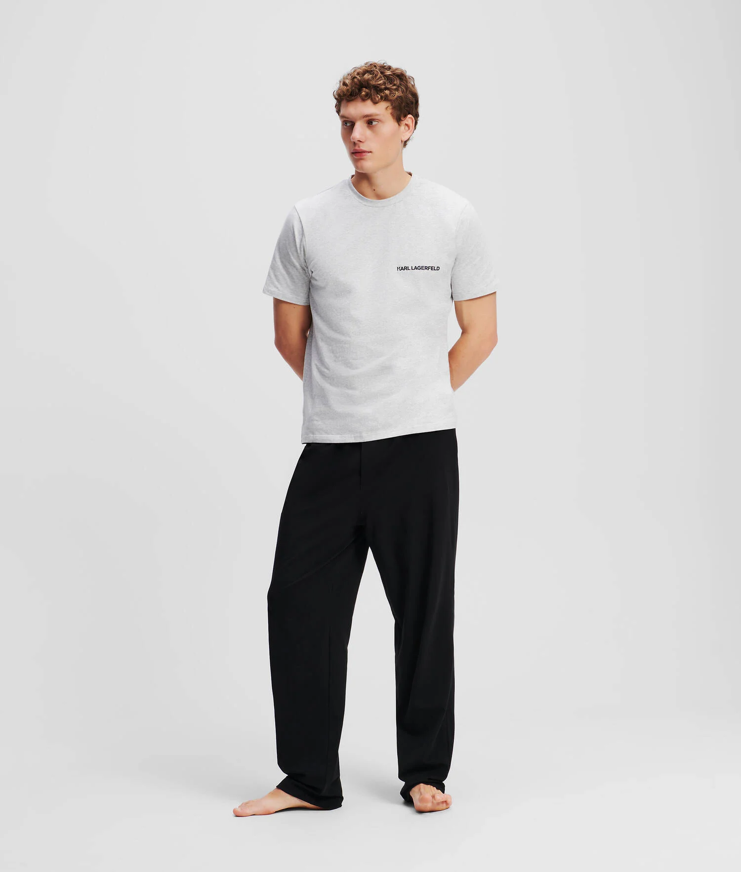 ENSEMBLE PYJAMA À LOGO KARL - Noir/Gris Chiné