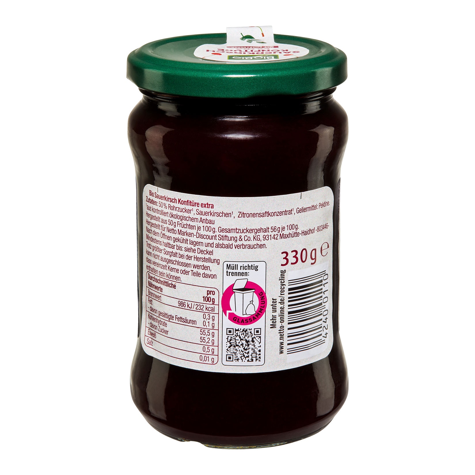 BioBio Konfitüre mit Rohrzucker 330 g, verschiedene Sorten, 12er Pack