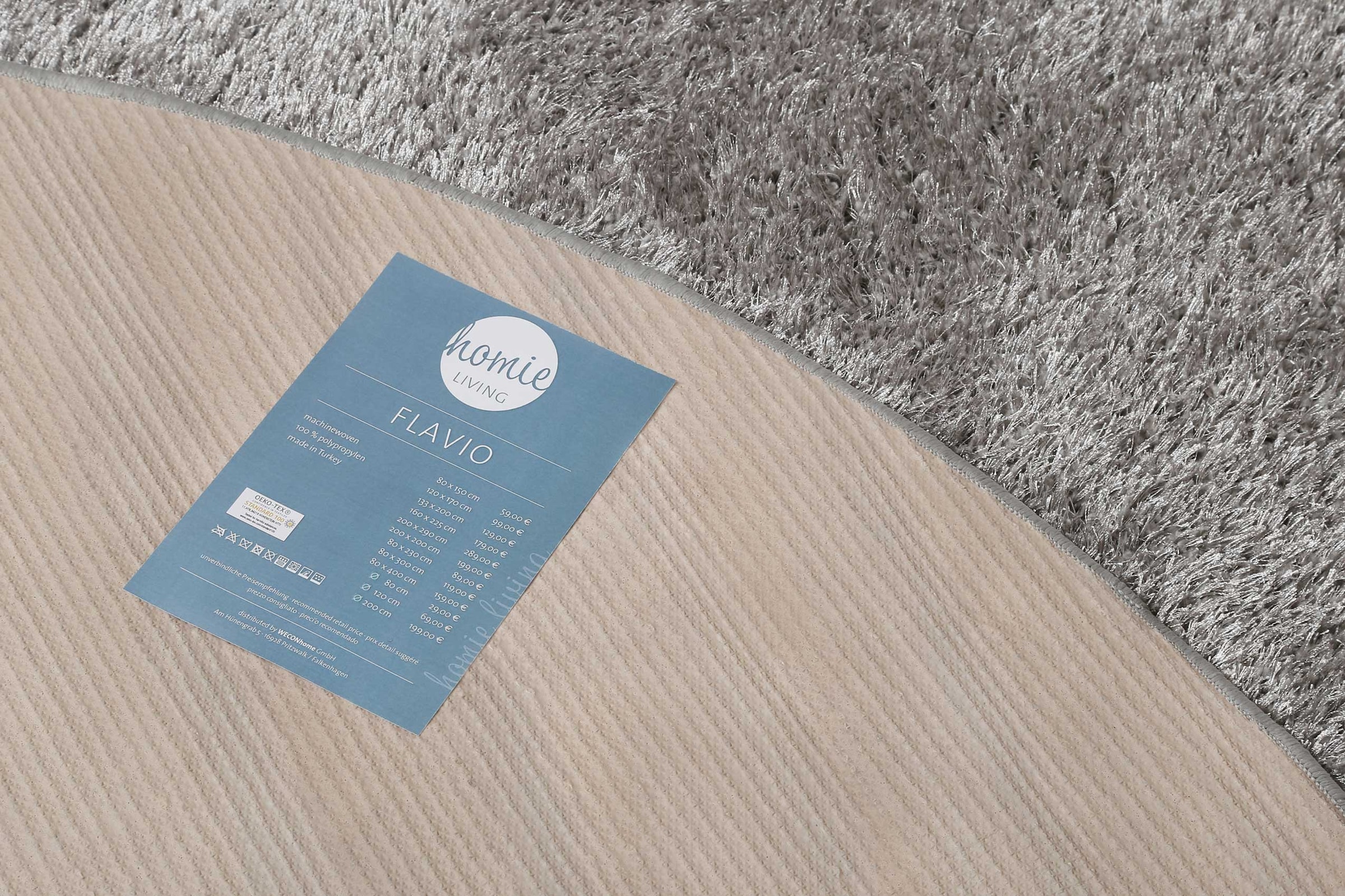 Homie Living Teppich »Flavio« rund 30 mm Höhe Hochflor, gewebt, weich, uni, Wohnzimmer, Schlafzimmer, waschbar