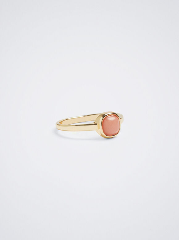 Anillo Con Piedra - Coral