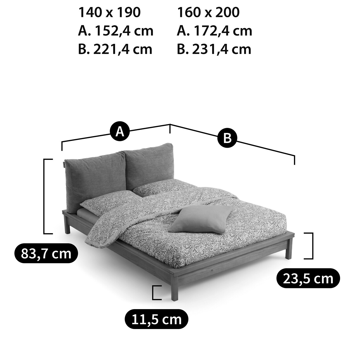 LA REDOUTE INTERIEURS<br>Cama com estrado de ripas, Gabin