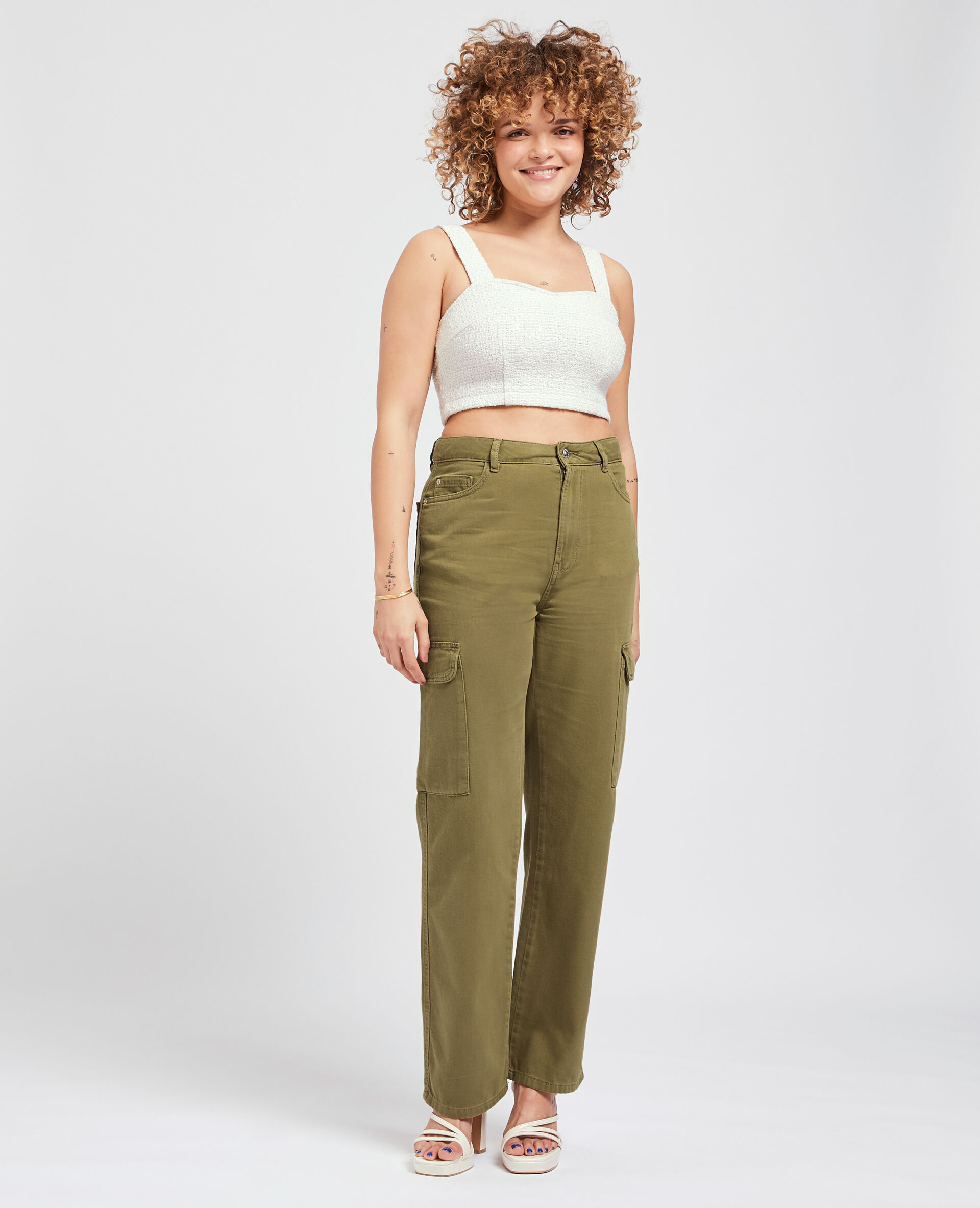 Jean cargo droit - Vert kaki