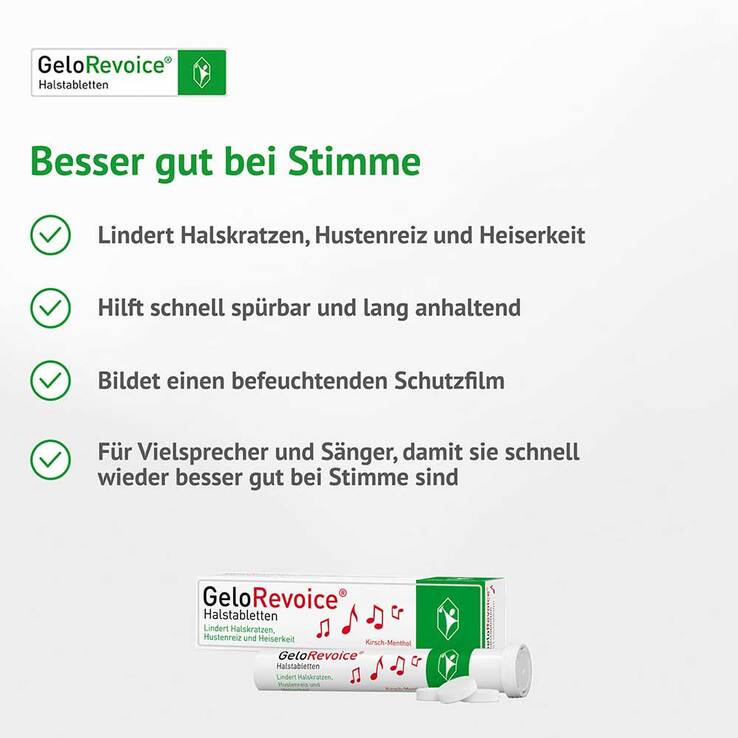 GeloRevoice Halstabletten Kirsch-Menthol bei Heiserkeit & Stimmverlust, 20 St