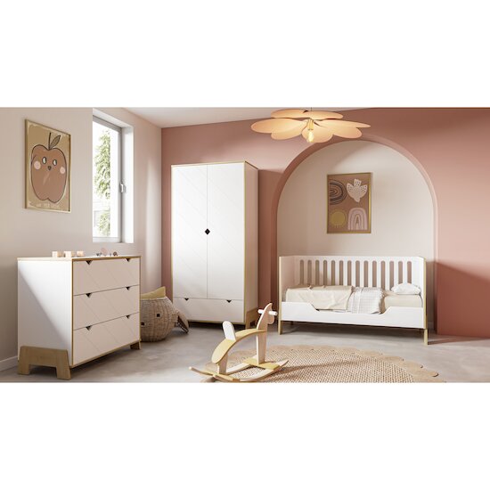 Albizia Armoire 2 portes + 1 tiroir   Blanc / chêne        de               CBA Meubles