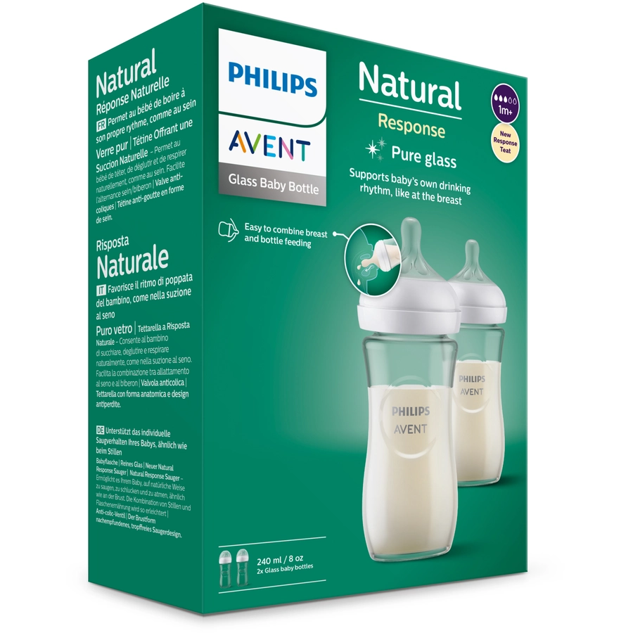 Philips Avent Babyflasche SCY93302 Natural Response aus Glas 240 ml 2 Stück