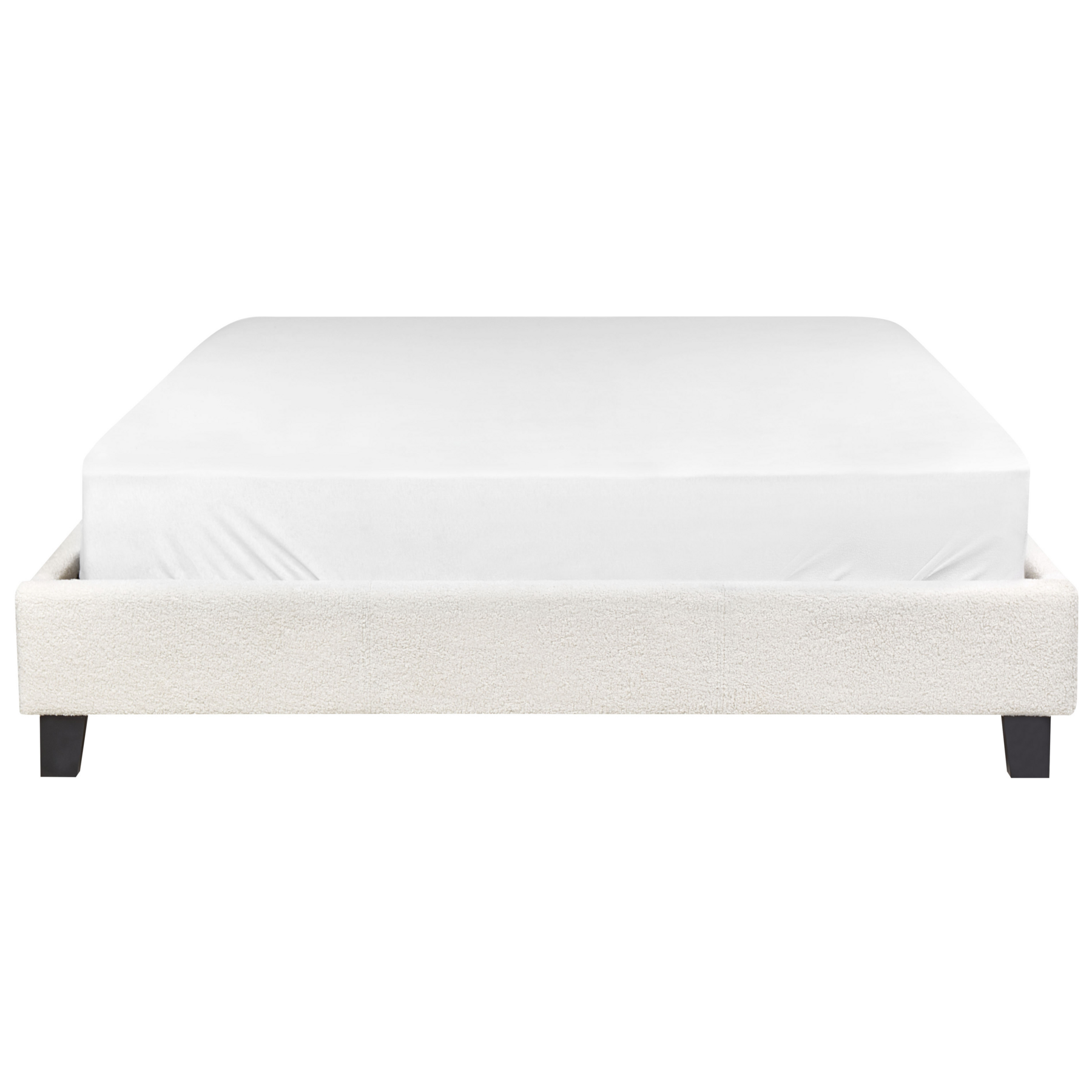 Beliani-ROANNE-Tweepersoonsbed-Lichtbeige-140 x 200 cm-Bouclé