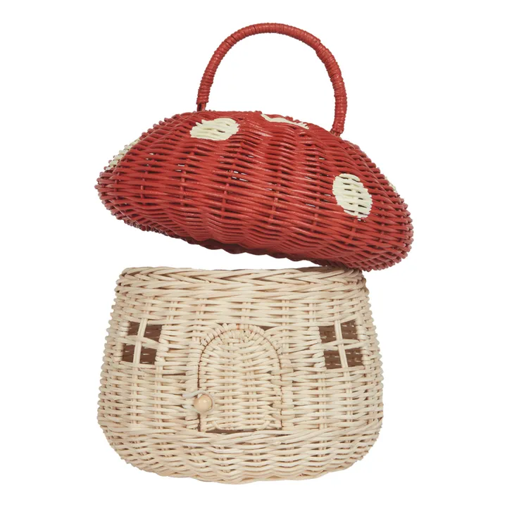 Olli Ella Panier Champignon en rotin | Rouge