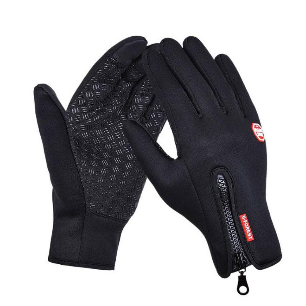 (1 Paar) Gr. S Wetterfeste Nylon Outdoor Touch Handschuhe - Schwarz