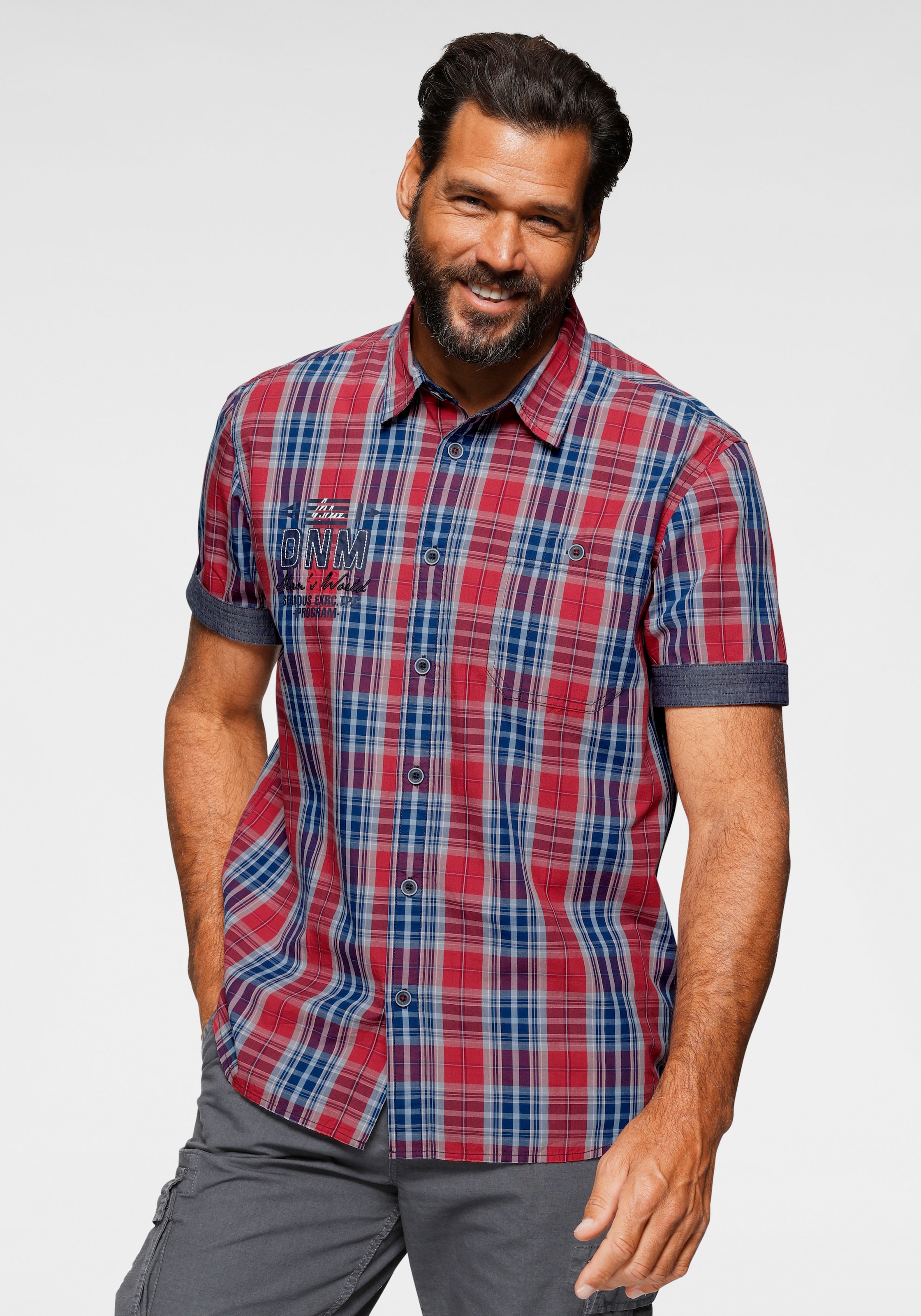 Man's World Kurzarmhemd , mit Print und Stickerei