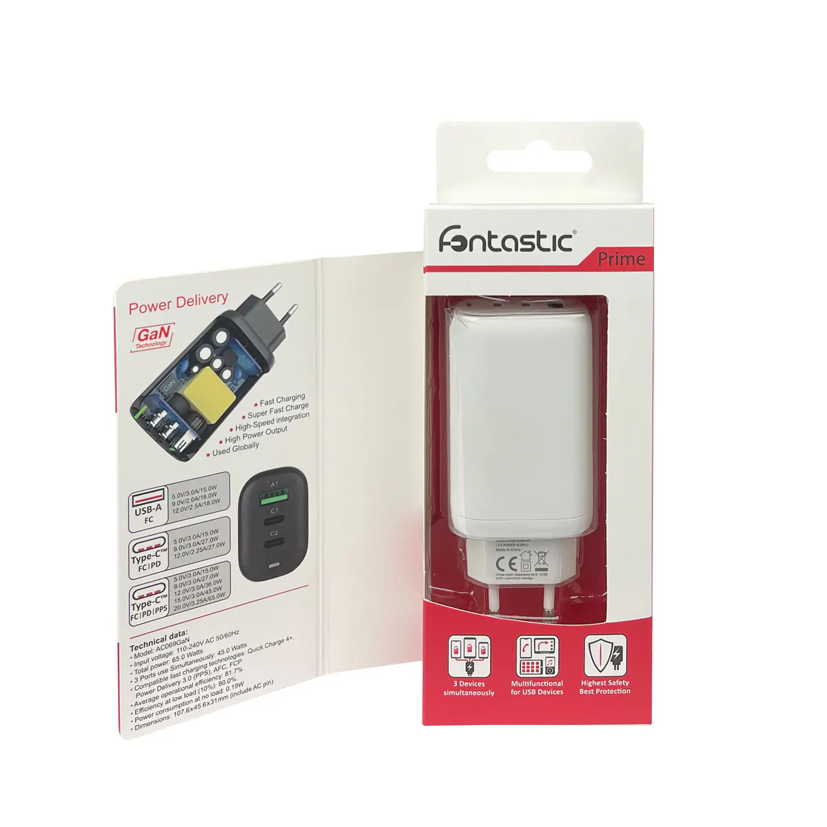 Fontastic Ultra Schnell-Reiselader „GaNto“65 Watt GaN Technologie - Fast Charge / PowerDelivery