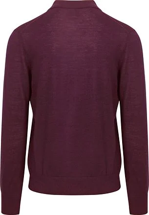 King Essentials The Robert Long Sleeve Poloshirt Merino Burgundy KM111030002-P080T kopen