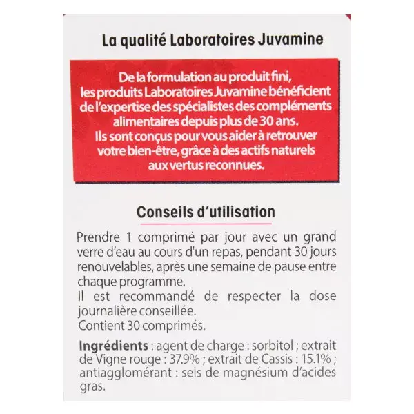 Juvamine Jambes Légères Vigne Rouge Cassis 30 comprimés