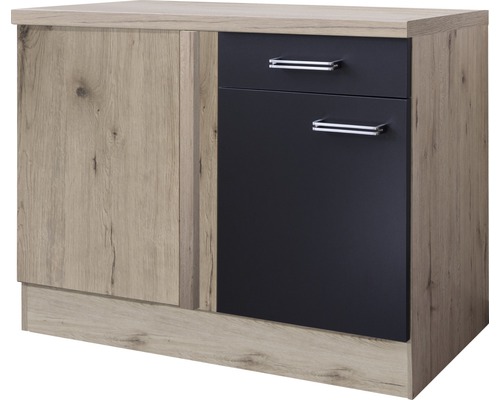 Flex Well hoekonderkast Santo BxDxH 110 x 60 x 86 cm antraciet mat gedemonteerd scharnier omkeerbaar (links of rechts te monteren)