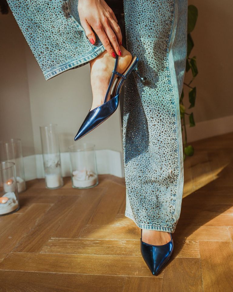 Lola Cruz Carmen Blauw Dames Slingbackpumps