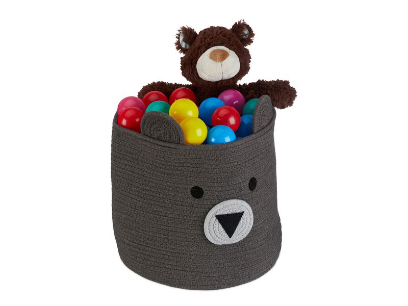 relaxdays Spielzeugkorb Bär Aufbewahrungskorb aus Baumwolle