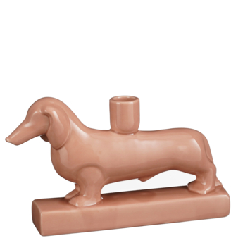 Kandelaar teckel Theo-Bert Pot licht roze 26 x 5,5 x 15 cm